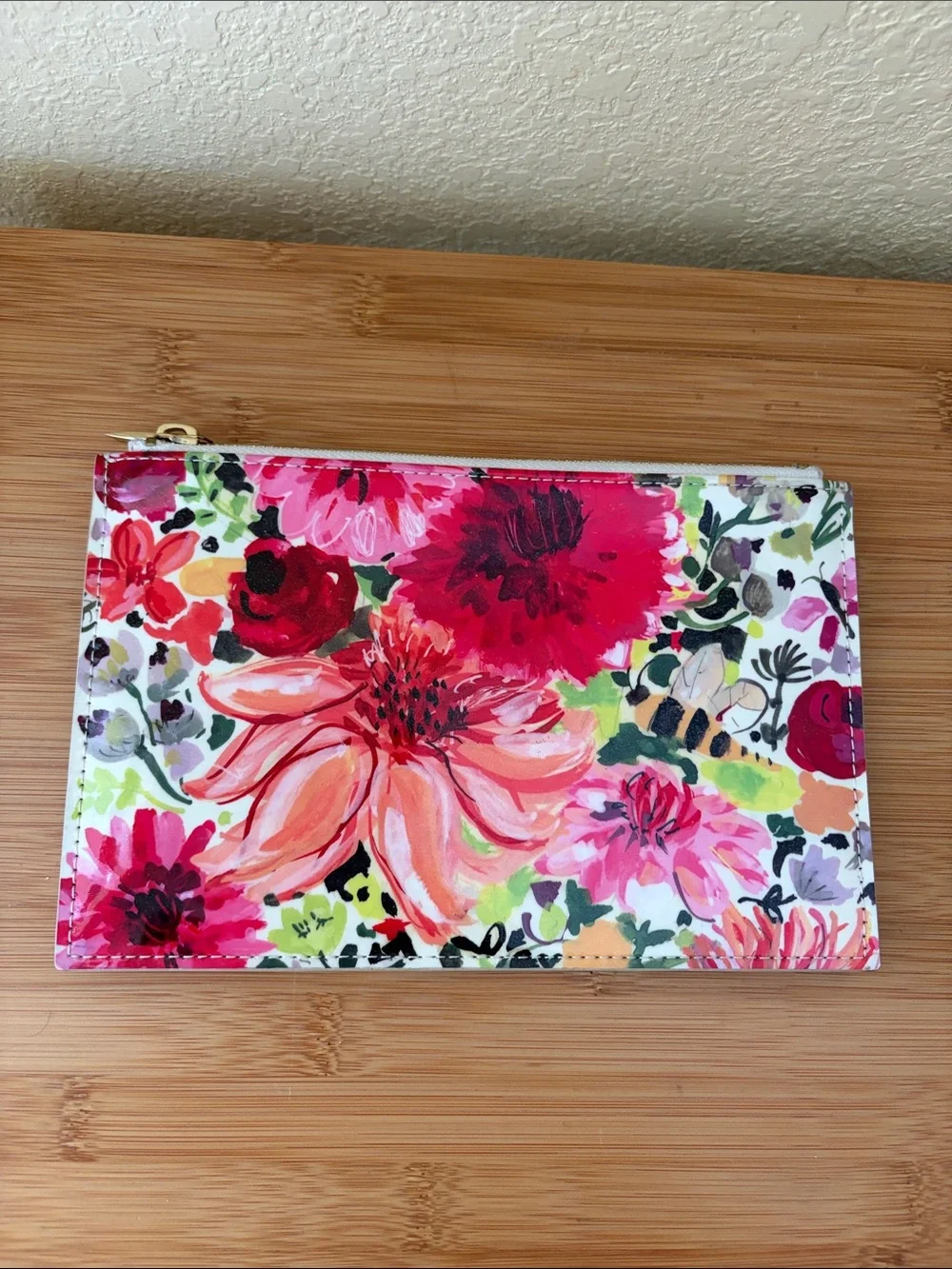 kate spade Pink Floral Glossy Zip Pouch